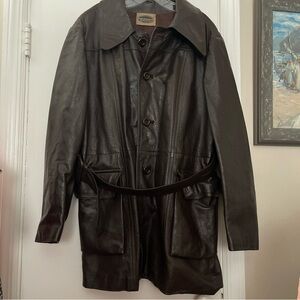 H & S Pogue & Co Dark Brown Trench Coat Men’s 44